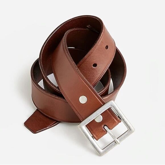 J. Crew Wallace & Barnes Italian leather belt with square brass buckle - Picture 1 of 6